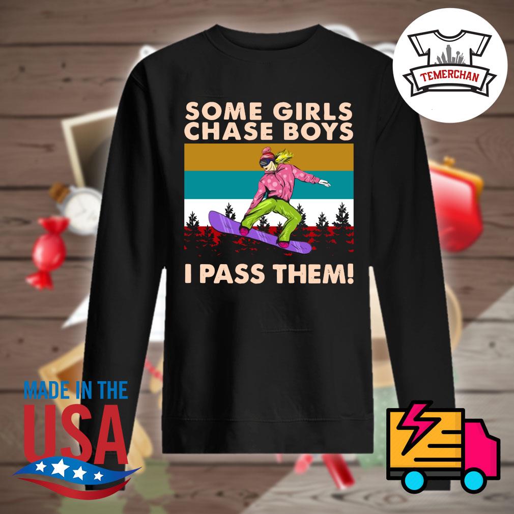 Snowboarding some girls chase boys I pass them Vintage s Sweater
