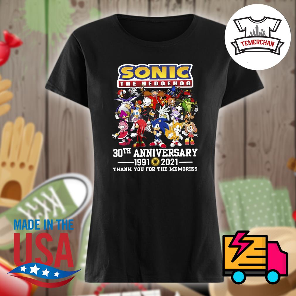 Sonic the Hedgehog 30th anniversary 1991 2021 thank you for the memories s Ladies t-shirt