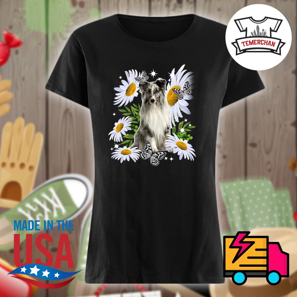 Shetland Sheepdog Daisy flower s Ladies t-shirt