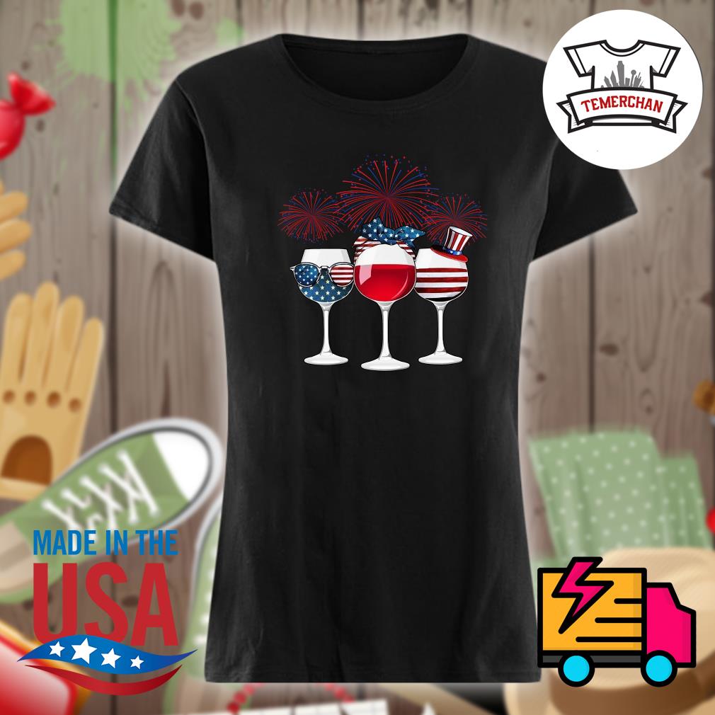 Wine Blue Red White 4th of July s Ladies t-shirt