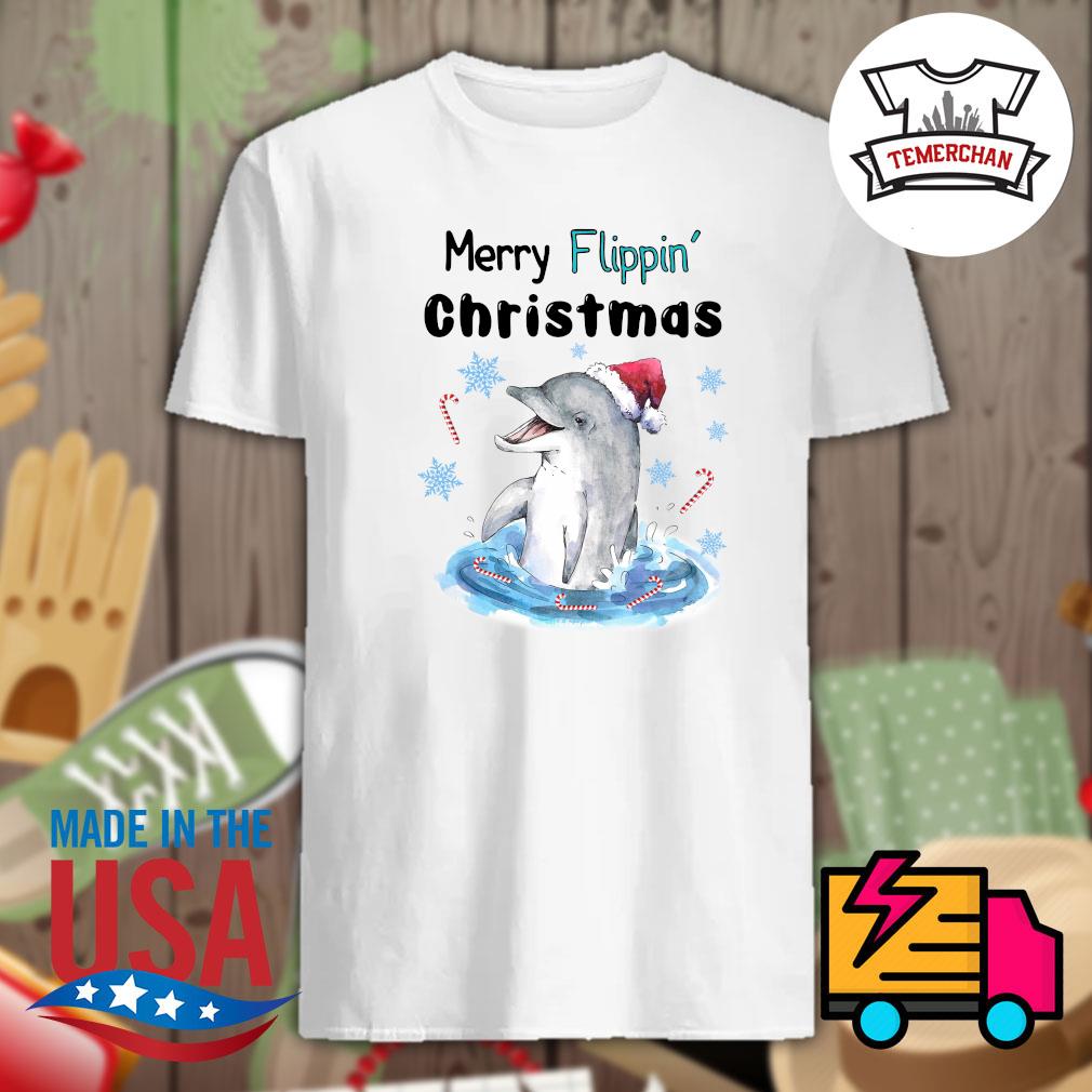 Dolphin Santa hat Merry flippin' Christmas shirt, hoodie, tank top