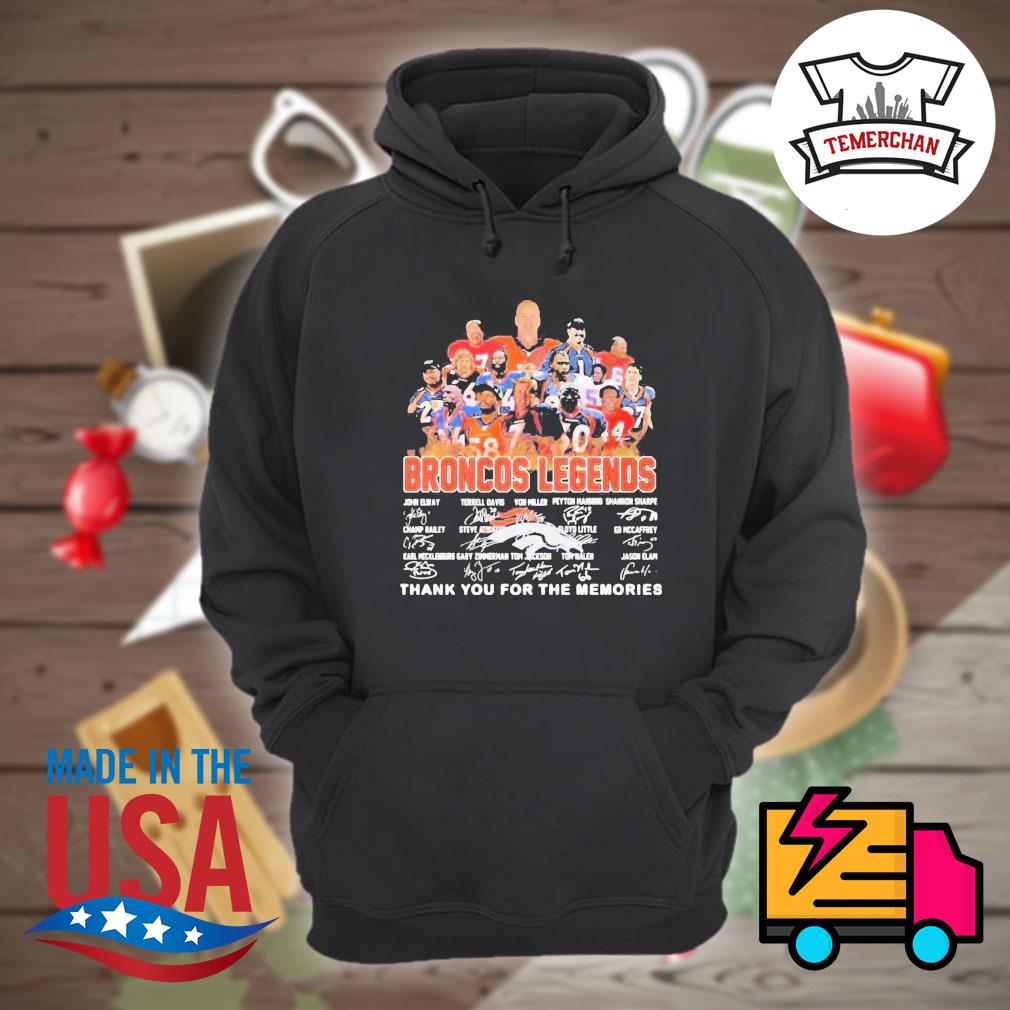 Broncos Legends players signatures thank you for the memories shirt,  hoodie, tank top, sweater and long sleeve t-shirt